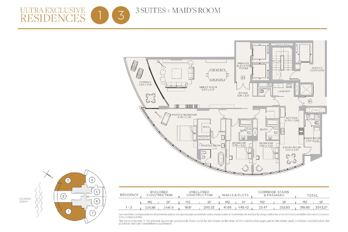 Apartamento ID.670 - Torre Trump 3 dormitorios más dependencia de servicio