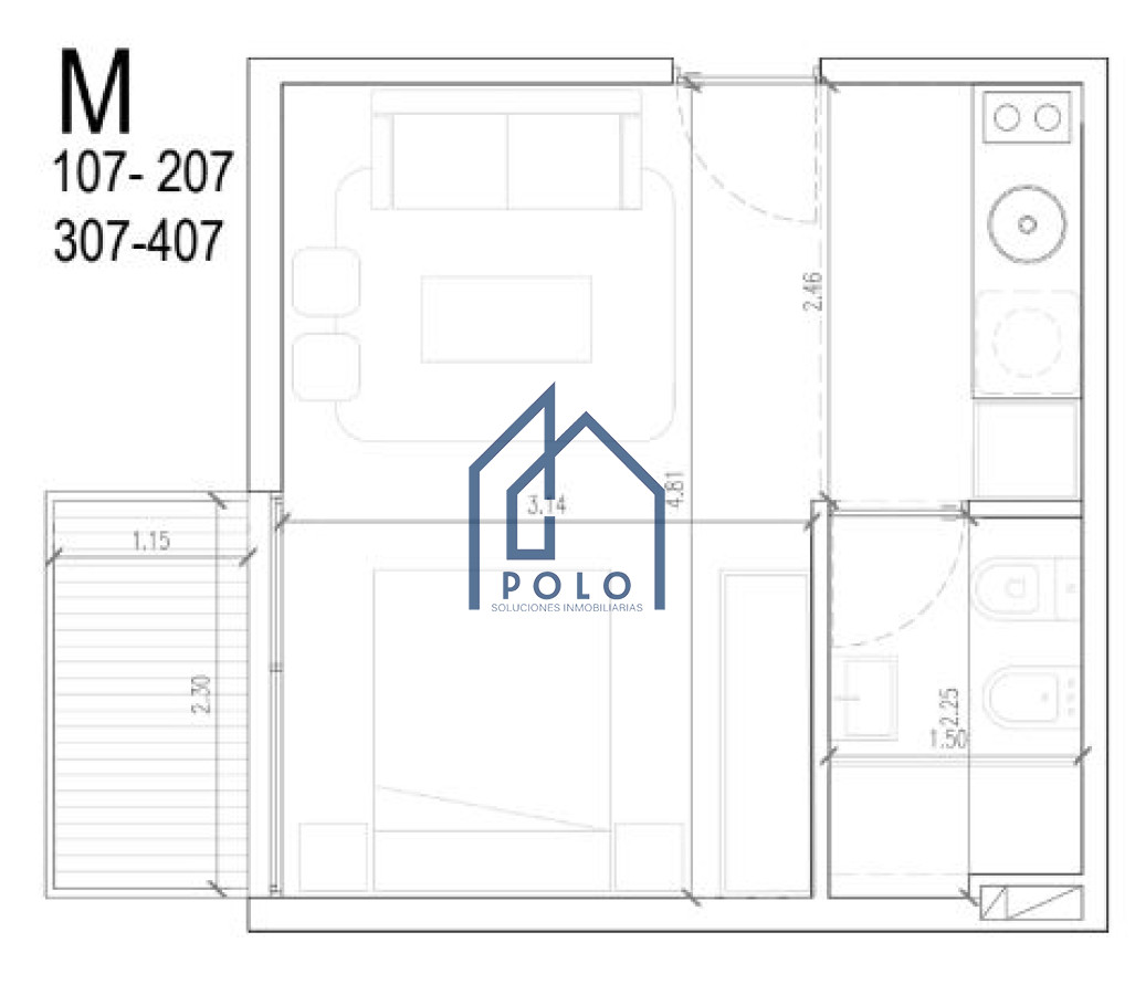 Apartamento ID.39 - Monoambiente en La blanqueada 