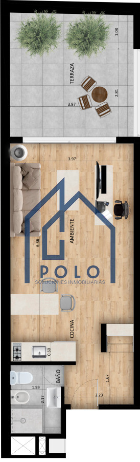 Apartamento ID.16 - Monoambiente al frente en Cordón