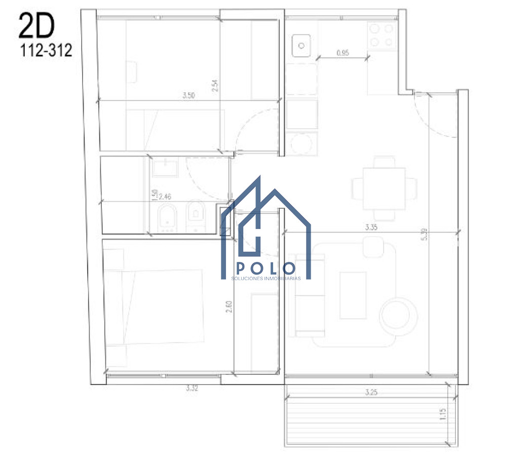 Apartamento ID.43 - Apartamento de 2 dormitorios, La blanqueada