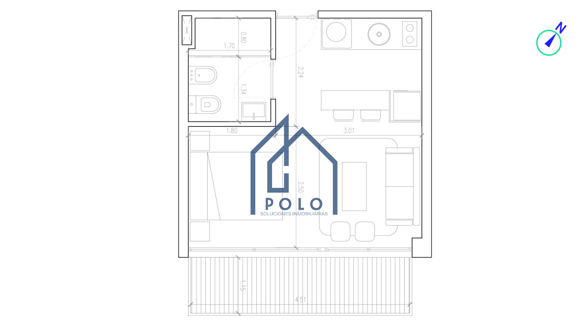 Apartamento ID.48 - Monoambiente en La Blanqueada