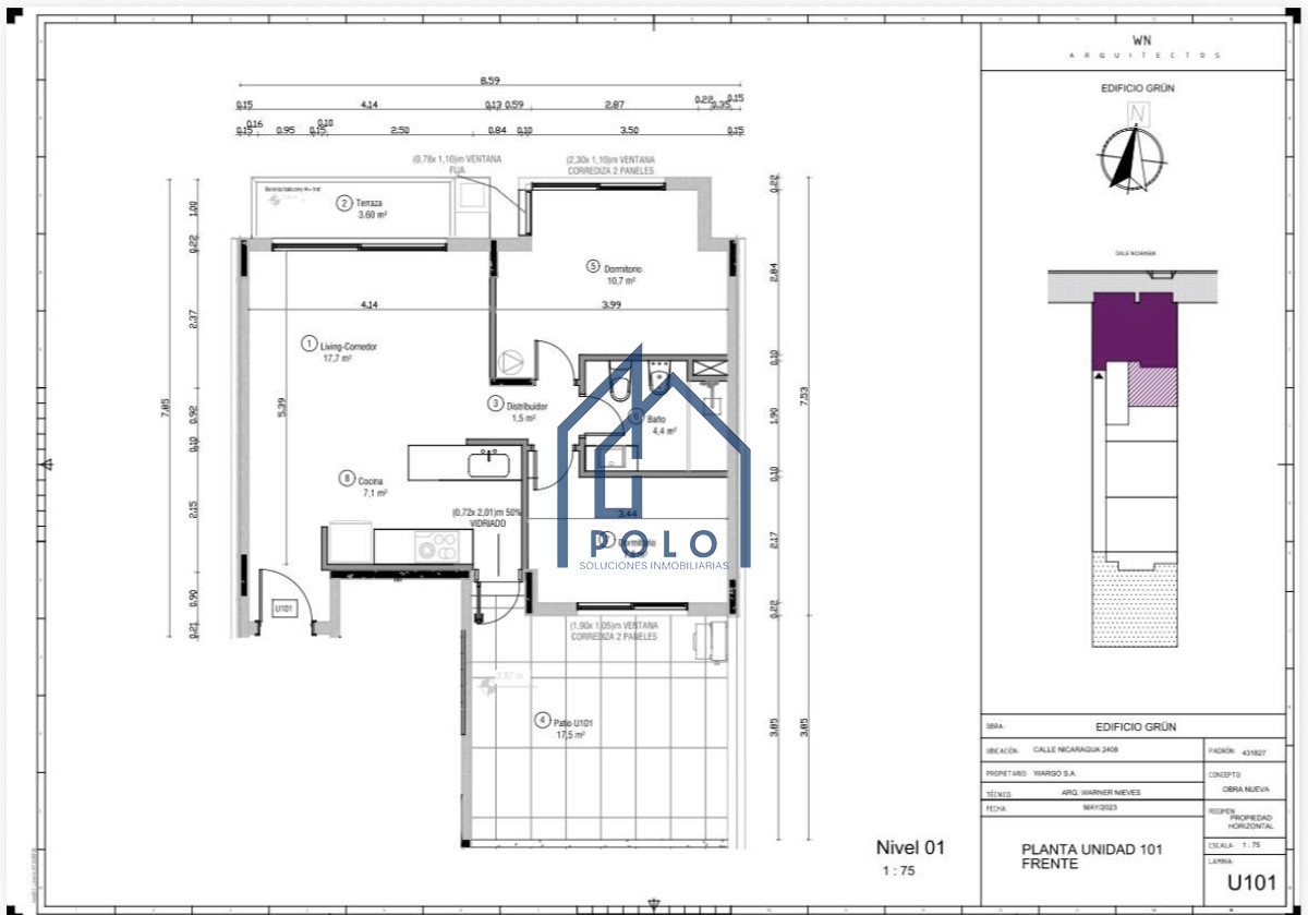 Apartamento ID.162 - Venta Tres Cruces a Estrenar, 2 dormitorios con patio y gge doble!
