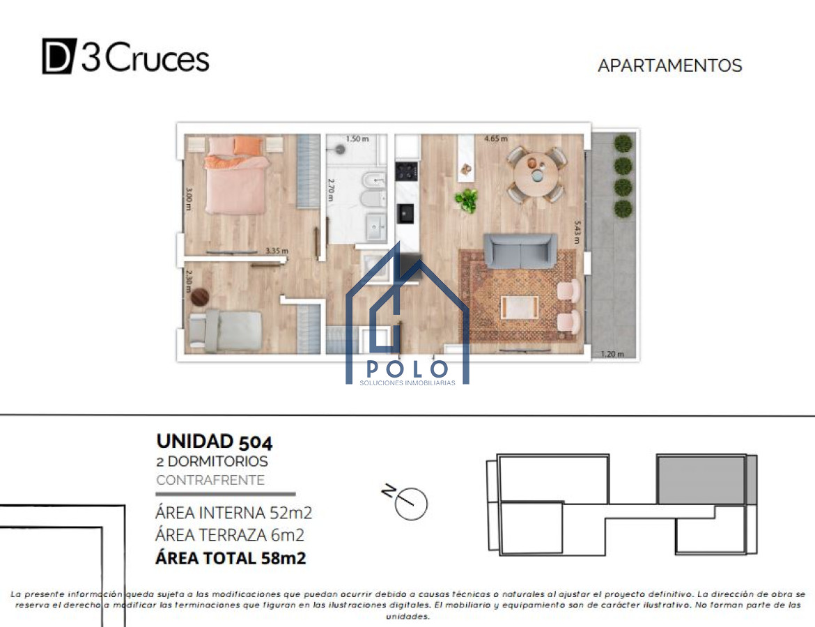 Apartamento ID.57 - Apartamento 2 dormitorios, Tres Cruces