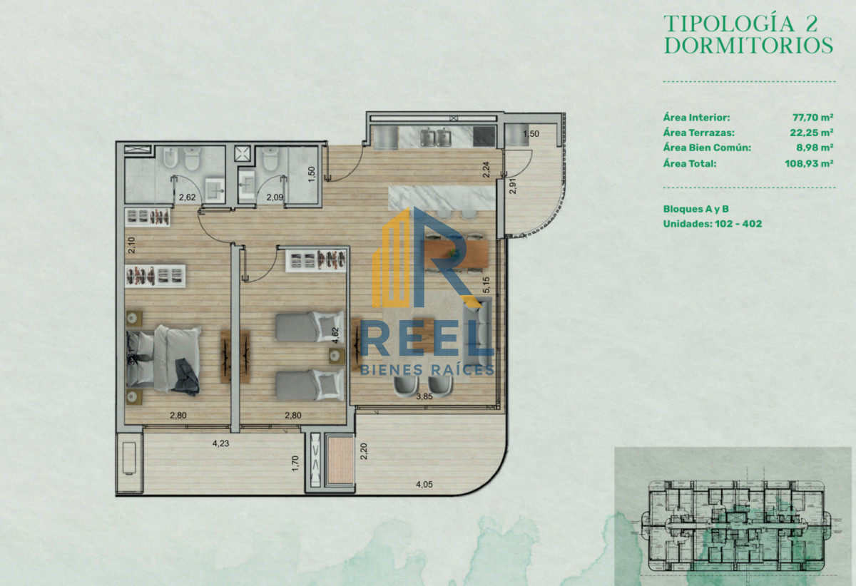 Apartamento ID.523 - Apartamento 2 dormitorios Parrillero Estrenar Premium a metros de Mansa
