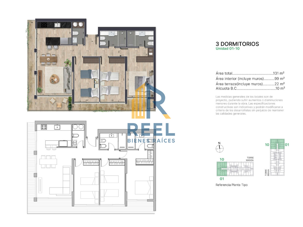 Apartamento ID.402 - Torres del Este 2 Dormitorios Torre Brava Frente Piso 8 