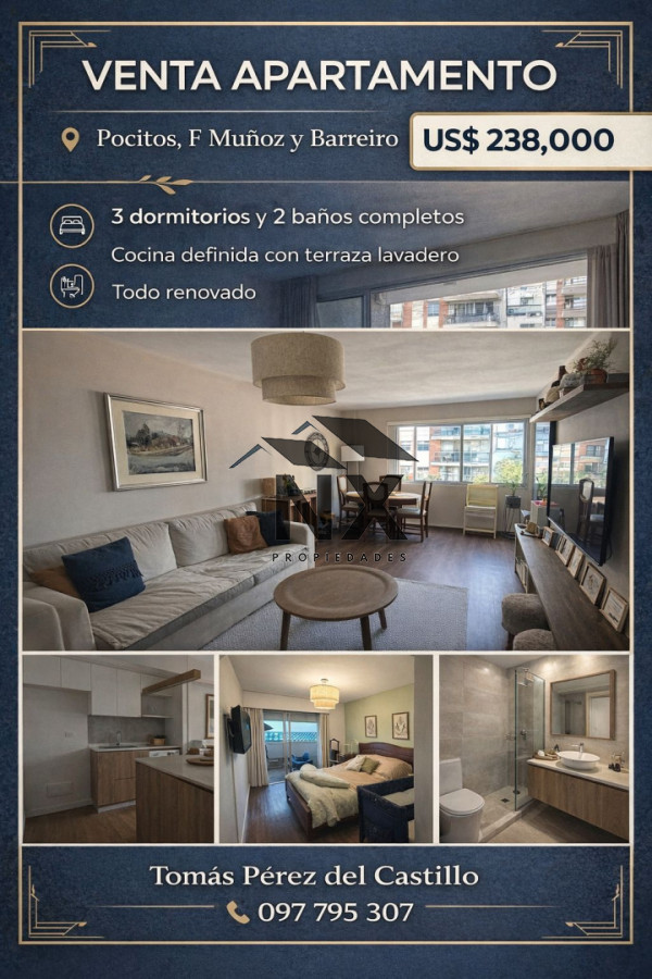 Apartamento ID.394 - Venta Apartamento 3 Dormitorios Renovado, Pocitos, T