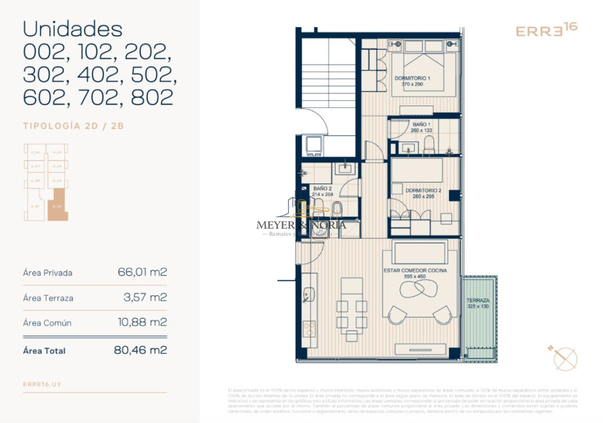 Apartamento ID.150 - Apto esquinero en Roosevelt, 2 dormitorios, 2 baños, terraza y servicios