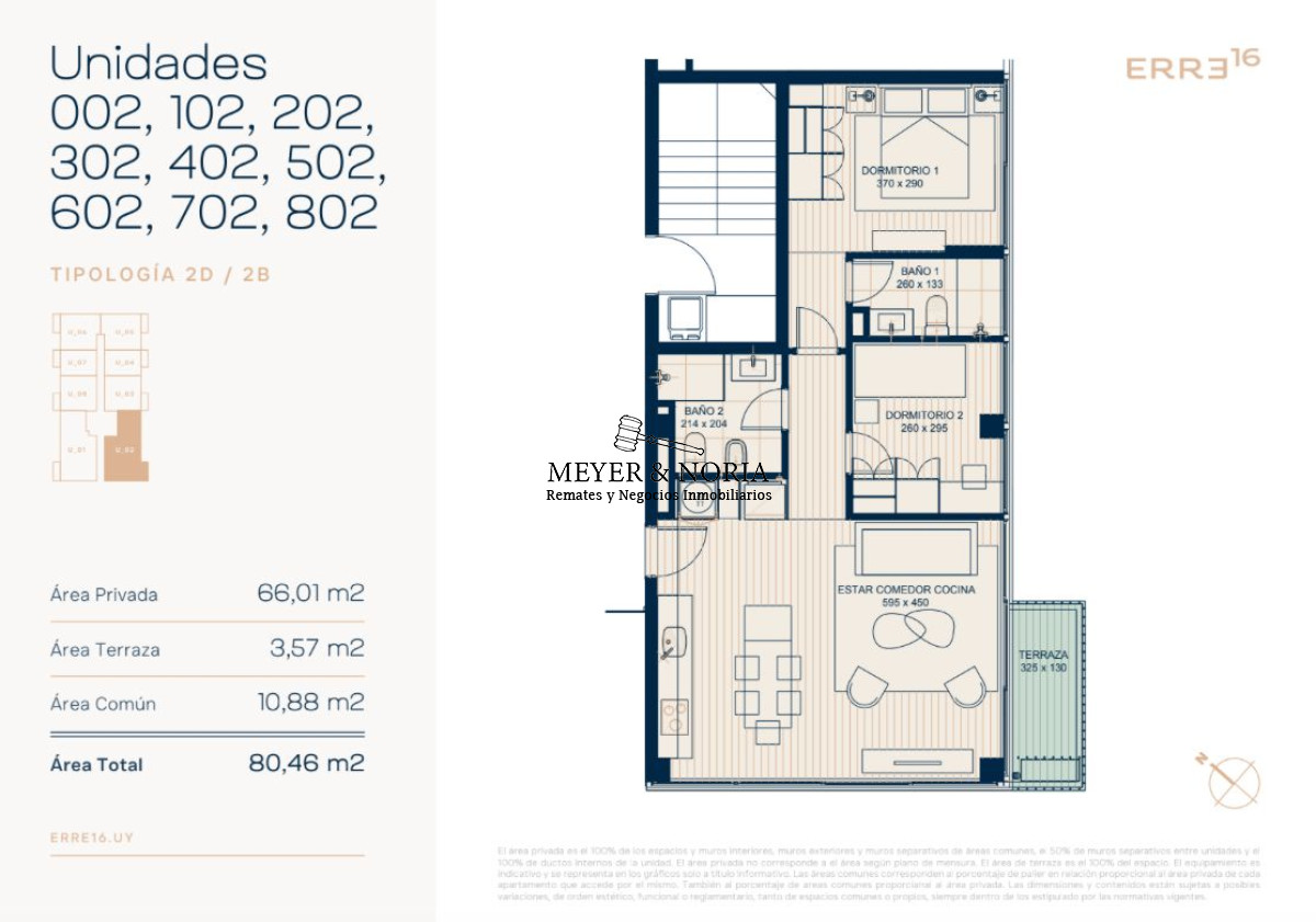 Apartamento ID.41 - Apto esquinero en Roosevelt, 2 dormitorios, 2 baños, terraza y servicios