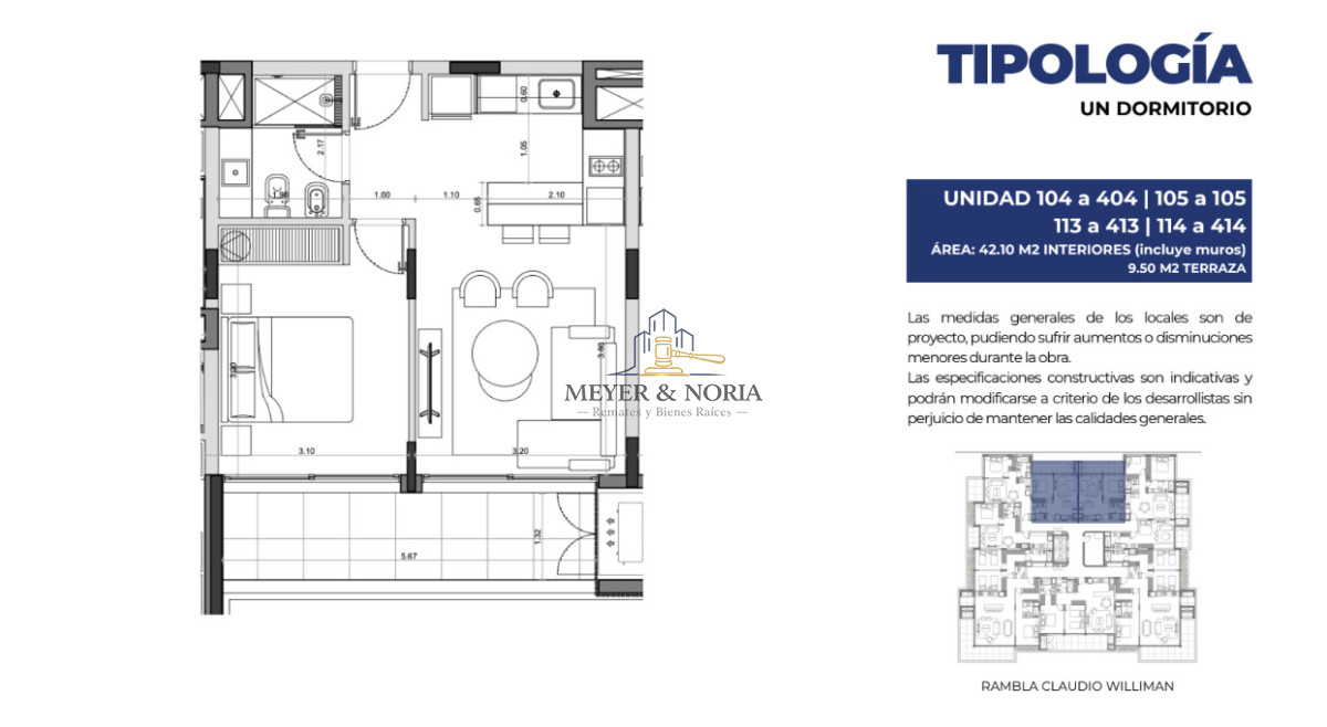 Apartamento ID.142 - Mansa Mood, Apto de 1 dormitorio contrafrente