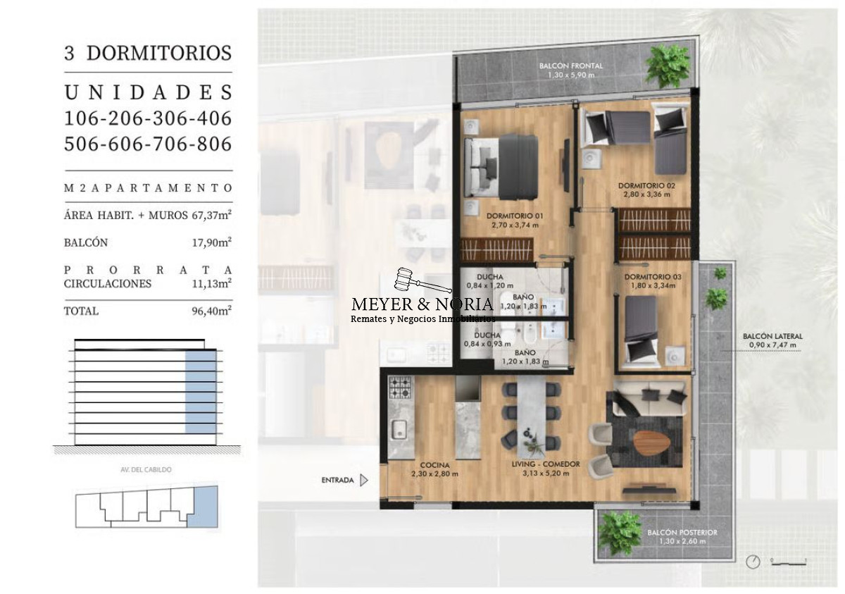 Apartamento ID.113 - Apto de 3 dormitorios, con servicios,  Beneficios Fiscales