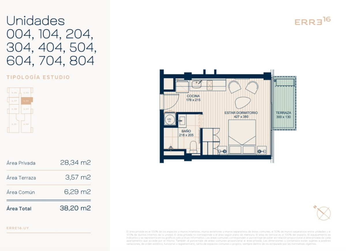 Loft con balcon, edificio con servicios y buena ubicación 