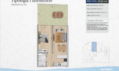 Venta apartamento, 1 dormitorio y patio exclusivo.