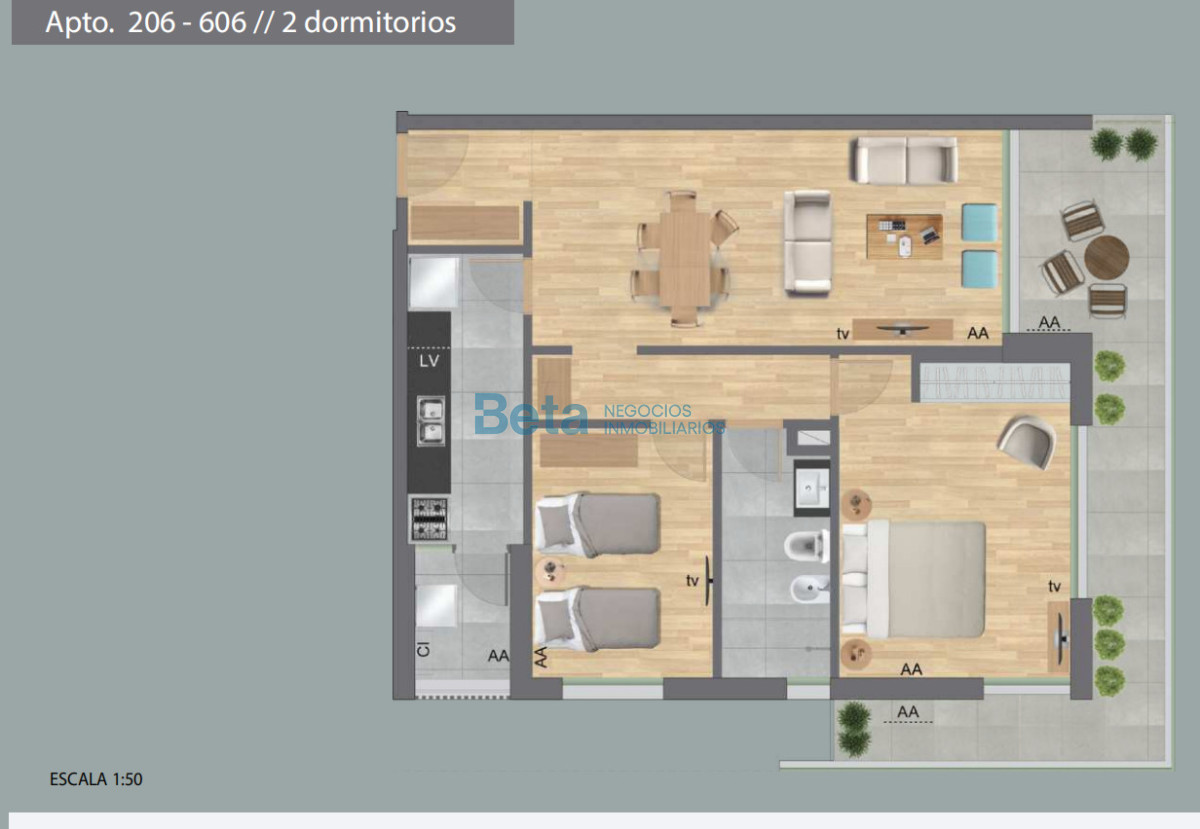 Apartamento ID.10 - VENTA INTERLAGOS APARTAMENTO DOS DORM, TERRAZA Y GARAJE 