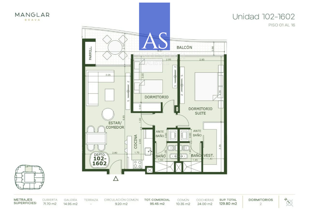 Apartamento ID.5221 - Apartamento casi a estrenar con vista al mar 2 Dormitorios Playa Brava - Punta del Este