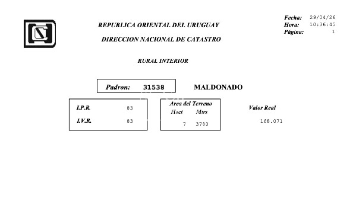 Chacra ID.3872 - CHACRA EN VENTA, ENTRE MALDONADO Y MINAS