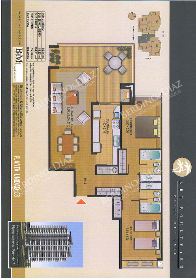 Apartamento ID.2801 - Mansa, 2 dormitorios en venta Torre con servicios vista a playa