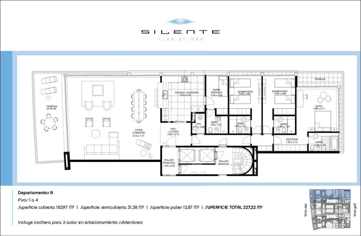 Apartamento ID.195 - Apartamento de 3 dormitorios en Silente , Punta del este , Playa Brava, Vista al mar 