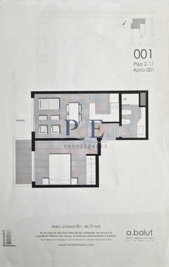 Venta apartamento 1 dormitorio a mts del mar playa Brava - Imagen 15