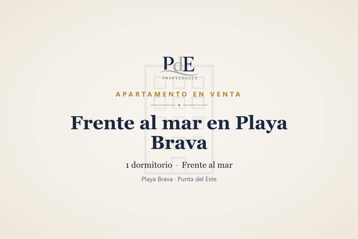 Vende encantador apartamento 1 dormitorio en playa brava frente al mar 