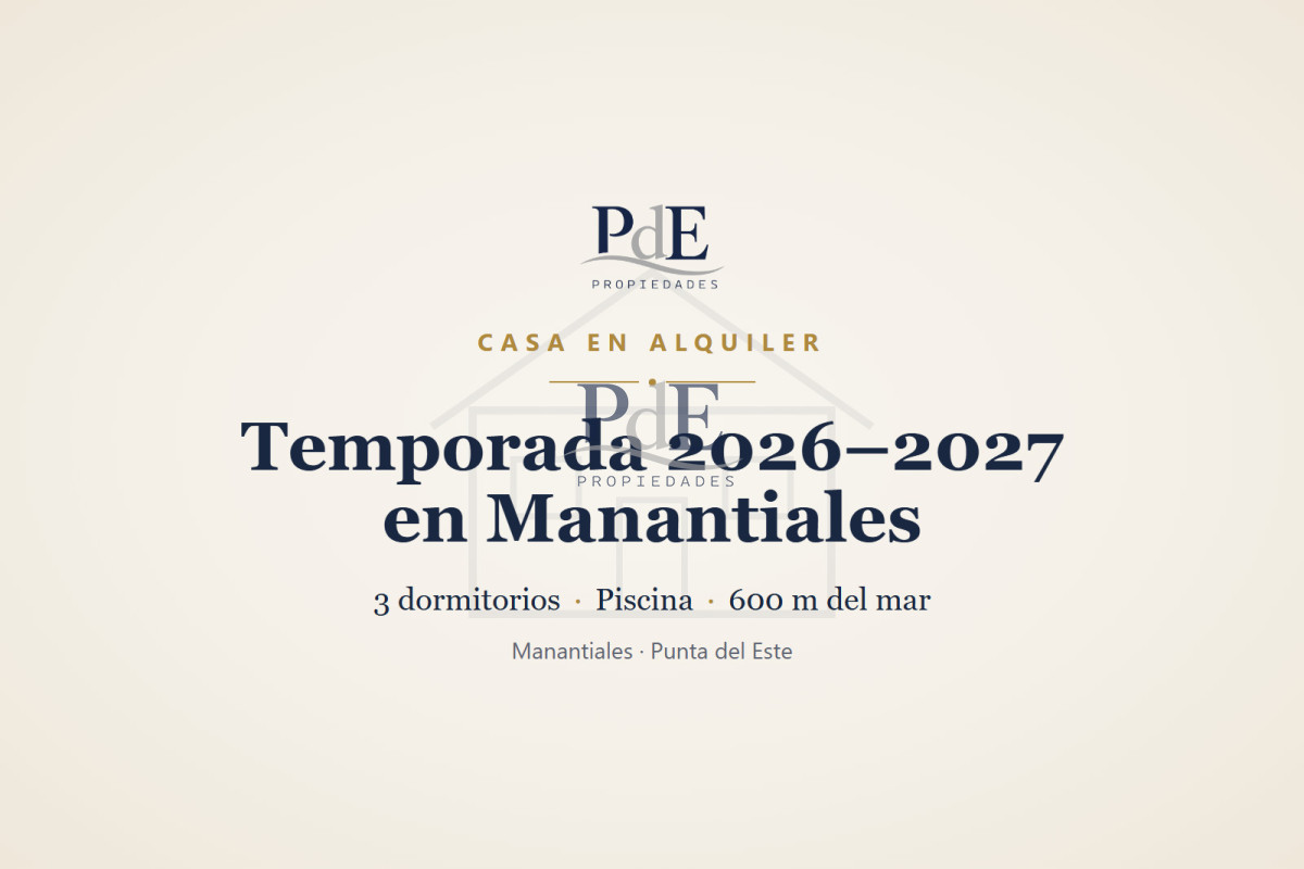 Casa en alquiler | 3 dormitorios, suite, piscina y vista parcial al mar. Ubicación: Manantiales, Punta del Este