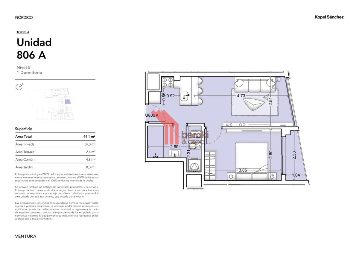 Apartamento ID.107 - VENTA APTO 1 DORMITORIO, LA BLANQUEADA. PISO 8