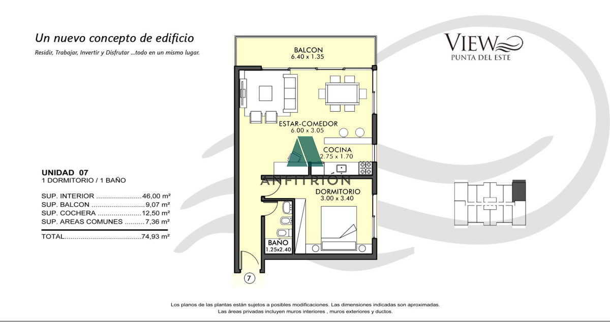 Apartamento ID.342 - VIEW I | 1 dormitorio esquinero con doble garaje