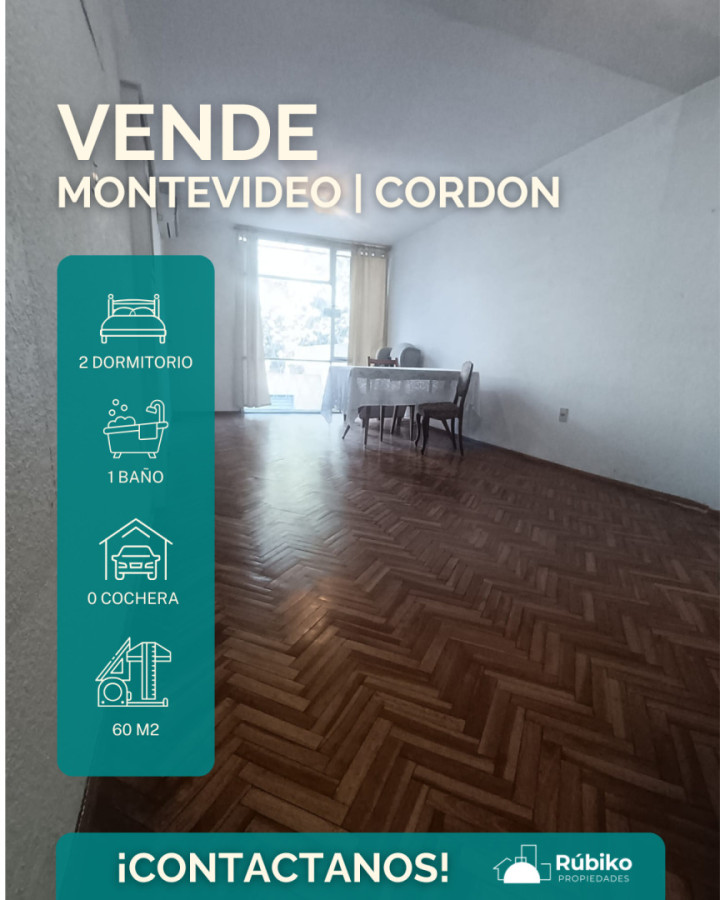 Venta de apartamento en Cordón de 2 dormitorios y cocina definida 