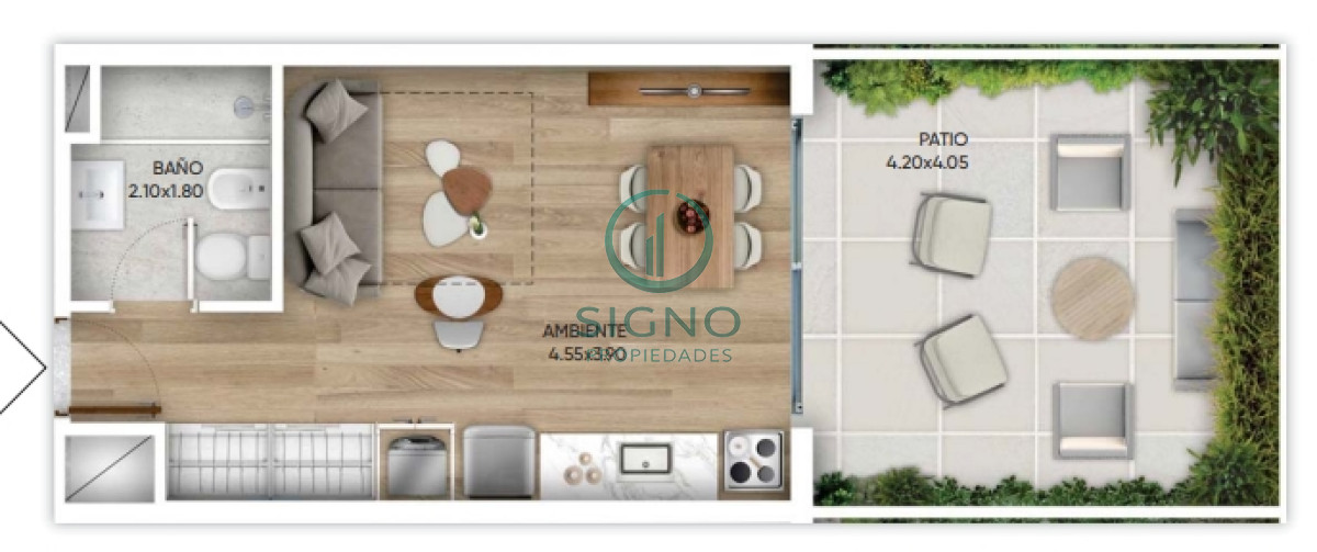 Apartamento ID.1467 - Monoambiente con Patio en Cordon ideal renta