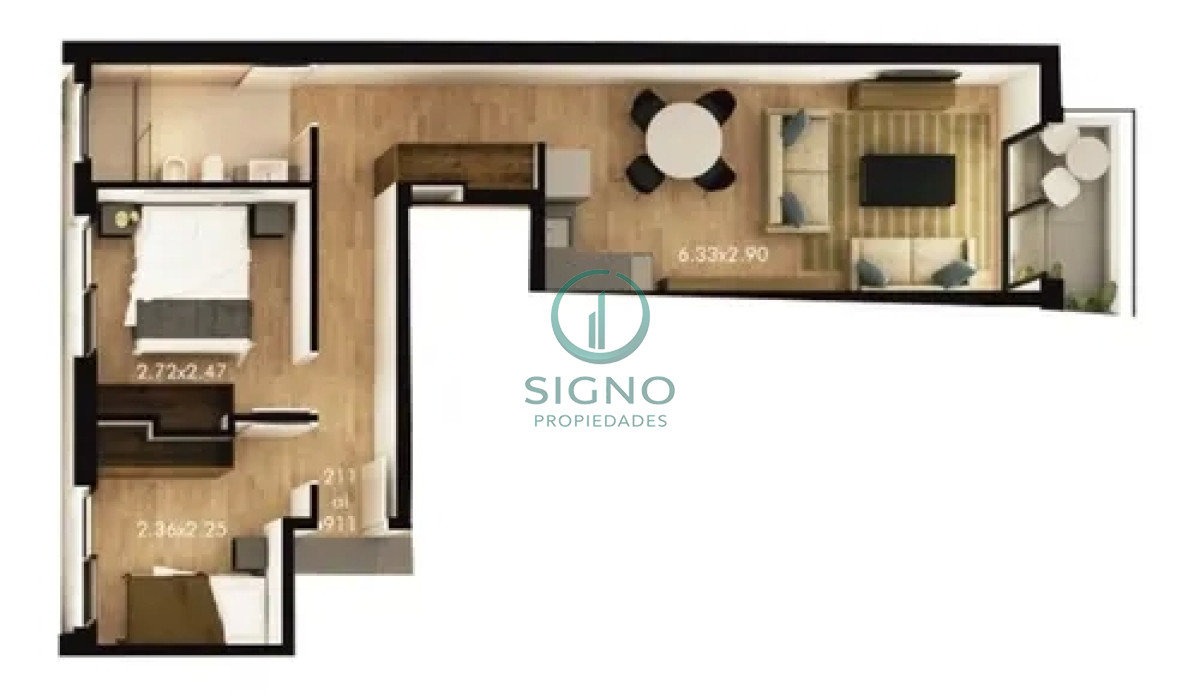 Apartamento ID.2343 - Venta apartamento 2D a estrenar en Pocitos