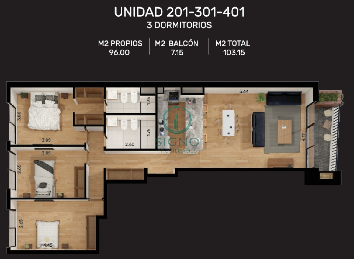 Apartamento ID.2484 - Vendo a estrenar 3 dormitorios en Malvin Sur