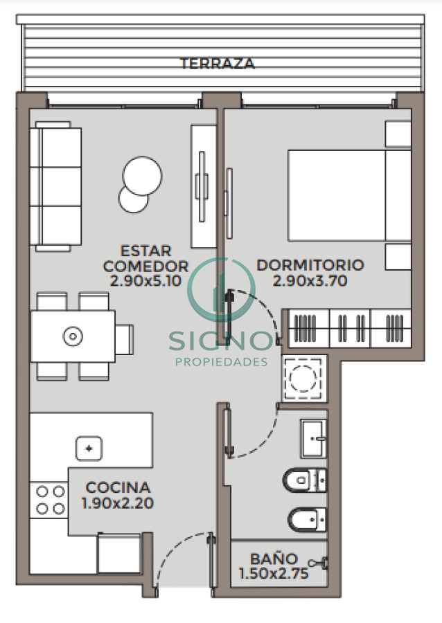 Apartamento ID.2236 - Se vende apartamento de 1dormitorio y terraza en Punta Carretas