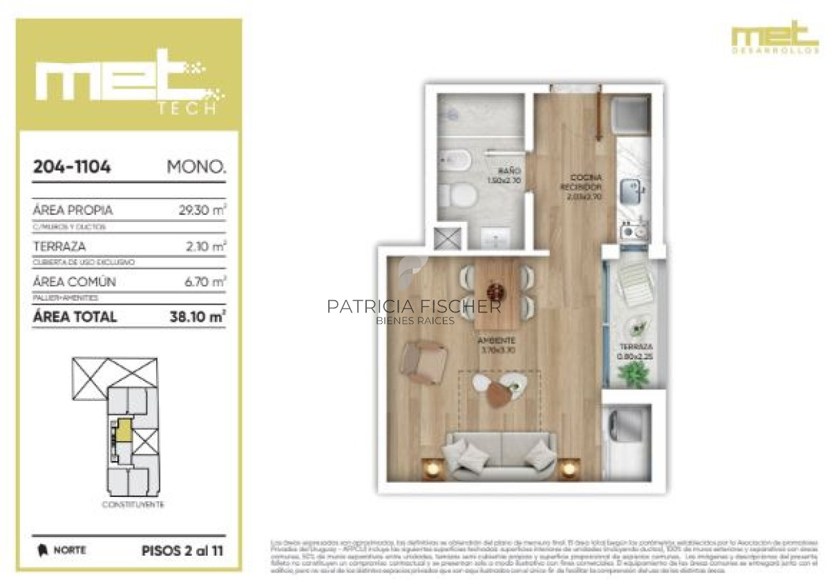 Apartamento ID.220 -  Estilo de vida urbano - Venta Ap. Cordon Monoambiente Terraza Amenities