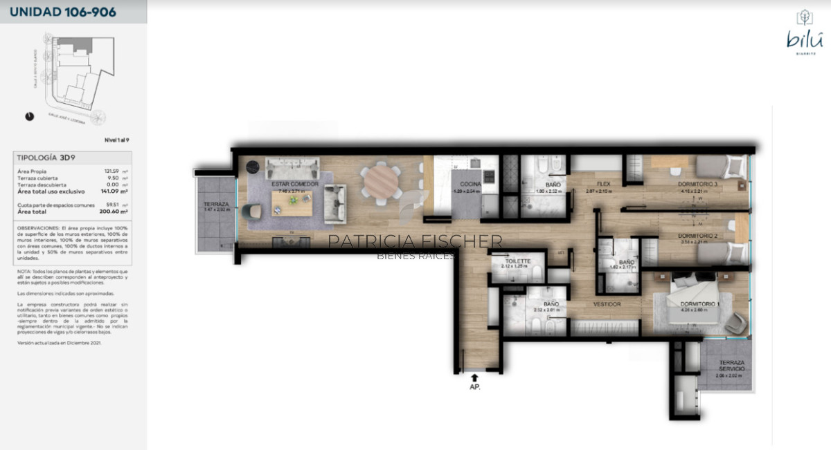 Apartamento ID.195 - Unico Villa Biarritz - Venta Ap. 3 Suites Toilette Terraza Amenities de primer nivel