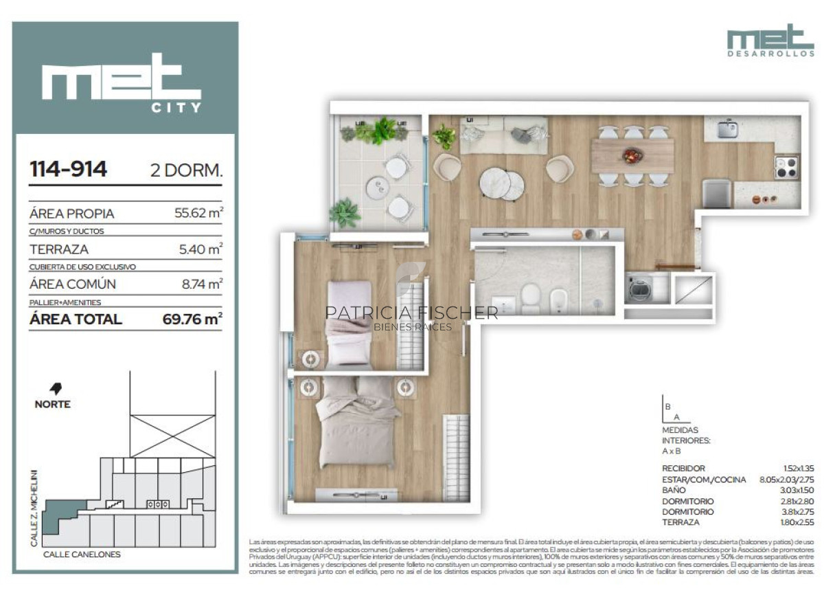 Apartamento ID.223 - Nuevo Met - Venta Ap.Barrio Sur 2D Terraza Frente Amenities Vivienda Promovida