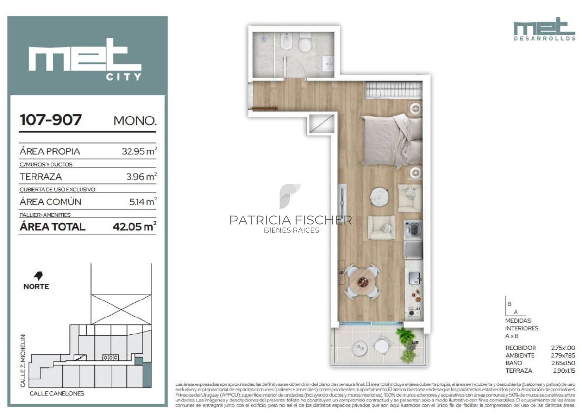 Apartamento ID.224 - Nuevo Met - Venta Ap.Barrio Sur Monoambiente Terraza Frente Amenities Vivienda Promovida