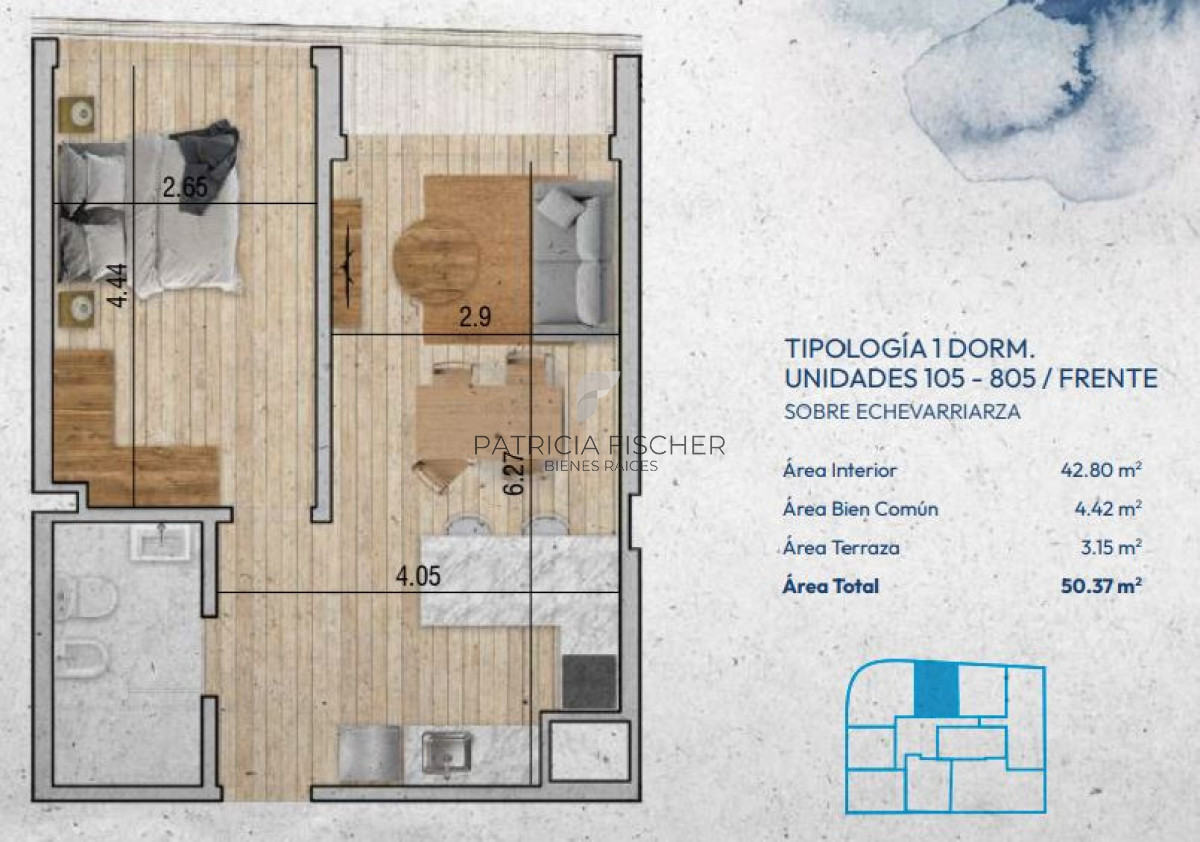 Apartamento ID.277 - No es solo cercanía al mar - Venta Ap.Pocitos Nuevo 1D Frente Terraza Amenities 