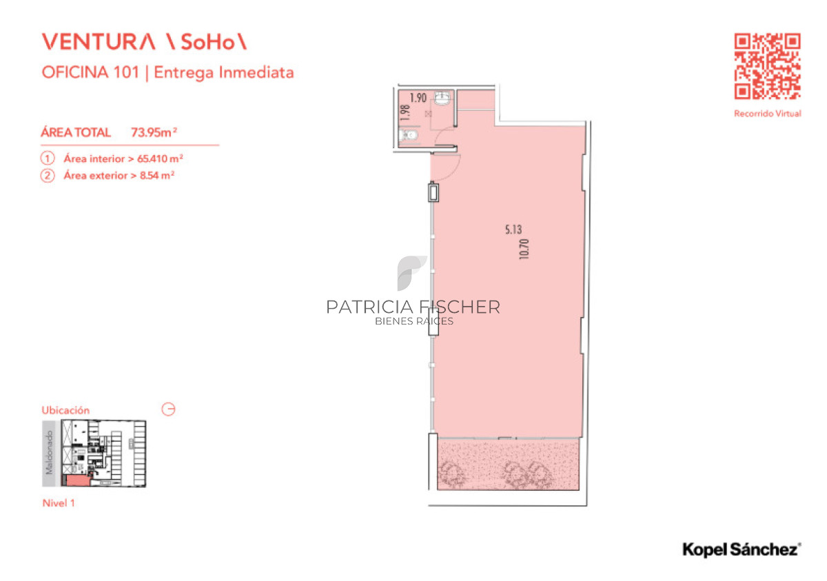 Oficina ID.243 - Venta Oficina Palermo Ventura Soho 75m2 al frente piso 1 Amenities 