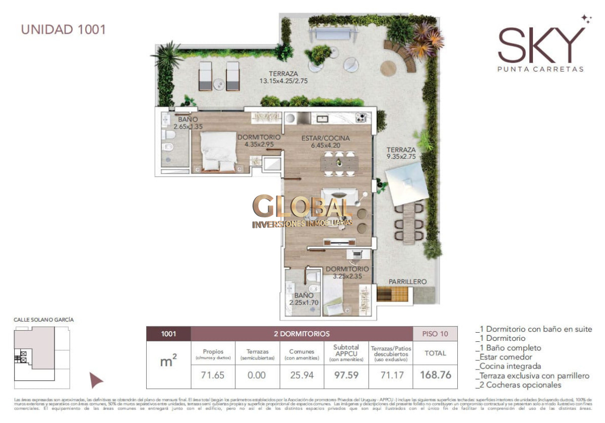 Apartamento ID.4277 - Vivi Punta Carretas - Venta Ap.143m2 2 Suites Terraza parrillero 2 garages piso 10 vista al mar Amenities 