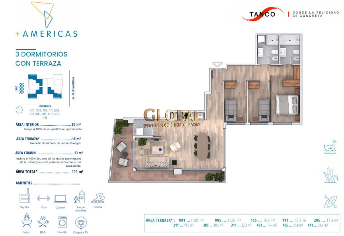 Apartamento ID.4469 - Vivir junto al lago nunca estuvo tan cerca de todo - Venta B.de Carrasco 3D 2B Suite Terraza vista lago Amenities 