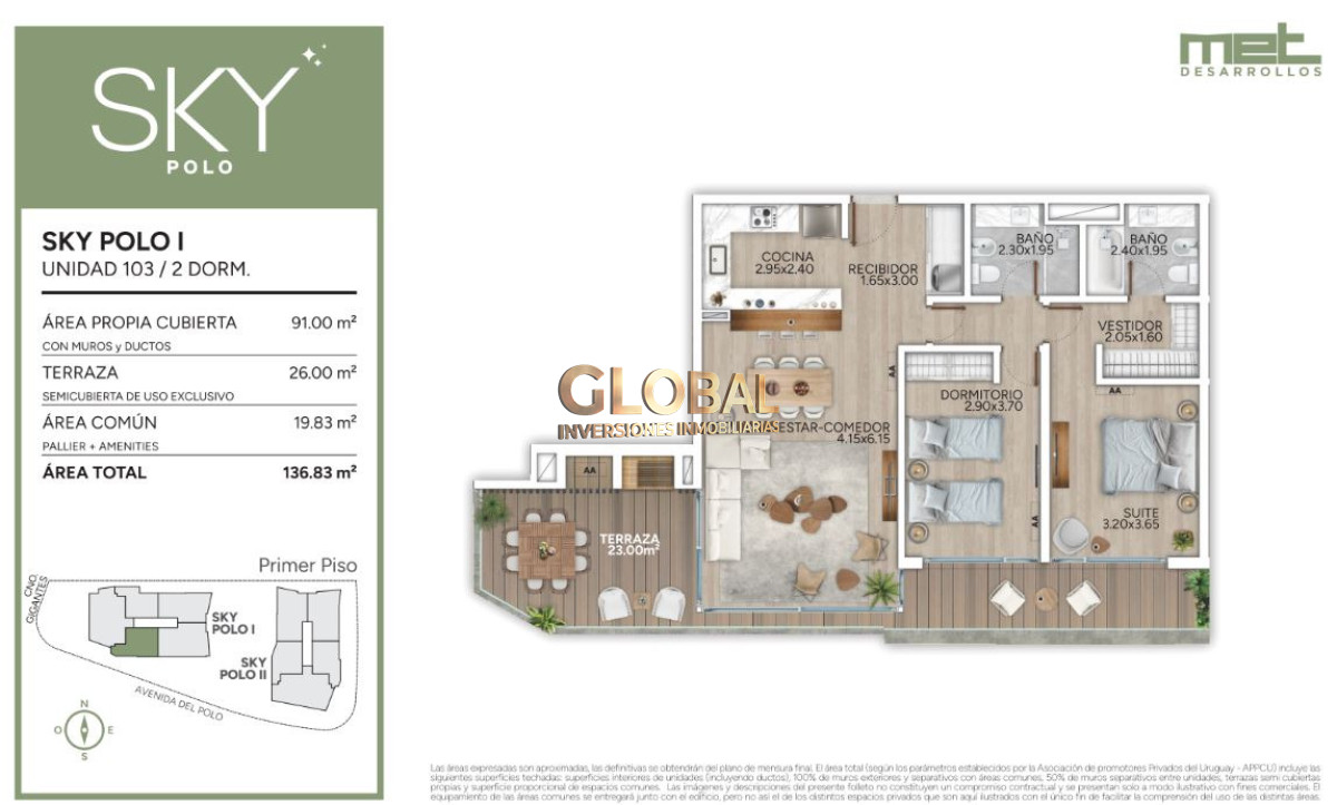 Apartamento ID.4492 - Más naturaleza - Venta Ap. Carrasco norte 2D Terraza con parrillero Amenities Ley ANV