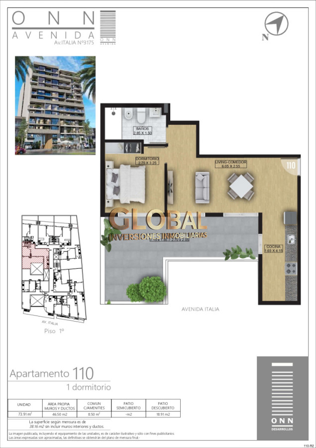 Apartamento ID.1905 - Apartamento de 1 Dormitorio en exclusivo edificio sobre Av Italia