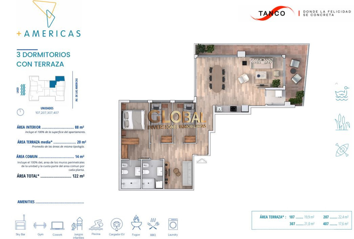 Apartamento ID.4470 - Vivir junto al lago nunca estuvo tan cerca de todo - Venta B.de Carrasco 3D 2B Suite Terraza al frente Amenities 