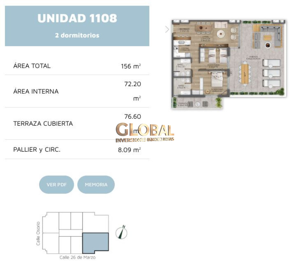 Apartamento ID.4415 - Vivir o invertir con criterio - Venta Ap.Pocitos 2D 2B Suite Terrazas 75m2 Frente Amenities 