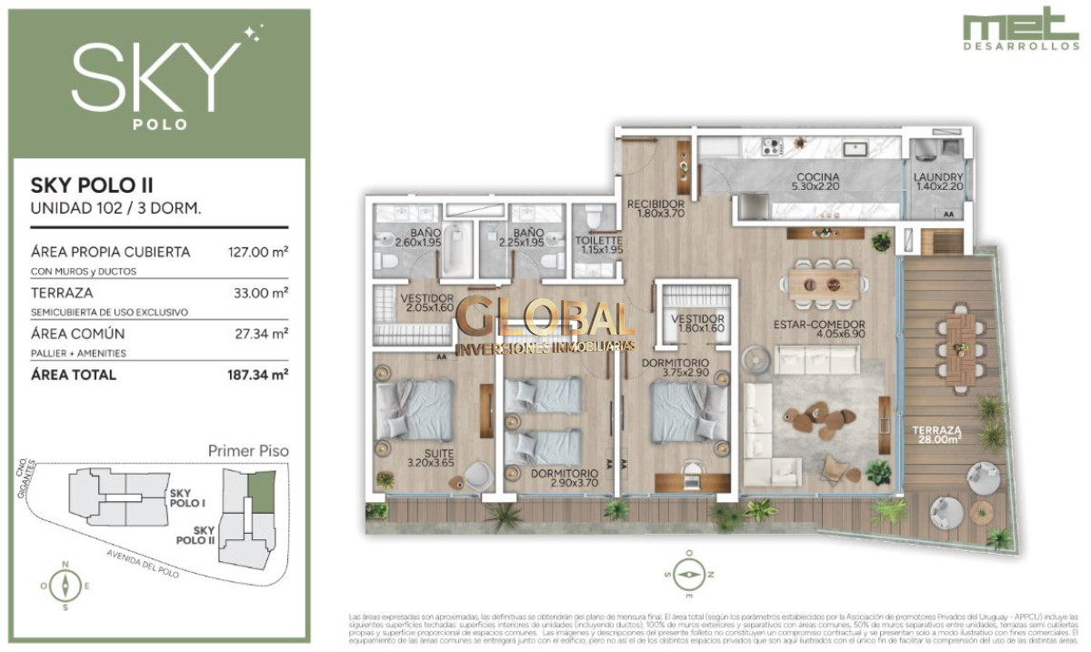 Apartamento ID.4494 - Más naturaleza - Venta Ap. Carrasco norte 3D 2B Suite Terraza con parrillero Amenities Ley ANV
