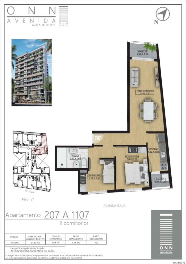  Apartamentos de dos dormitorios al frente con excelente vista