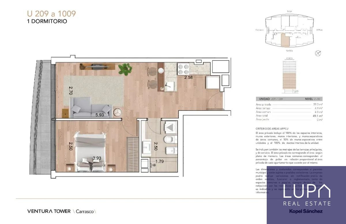Apartamento ID.59931 - Apartamento en alquiler 1 dormitorio en Ventura Tower Carrasco