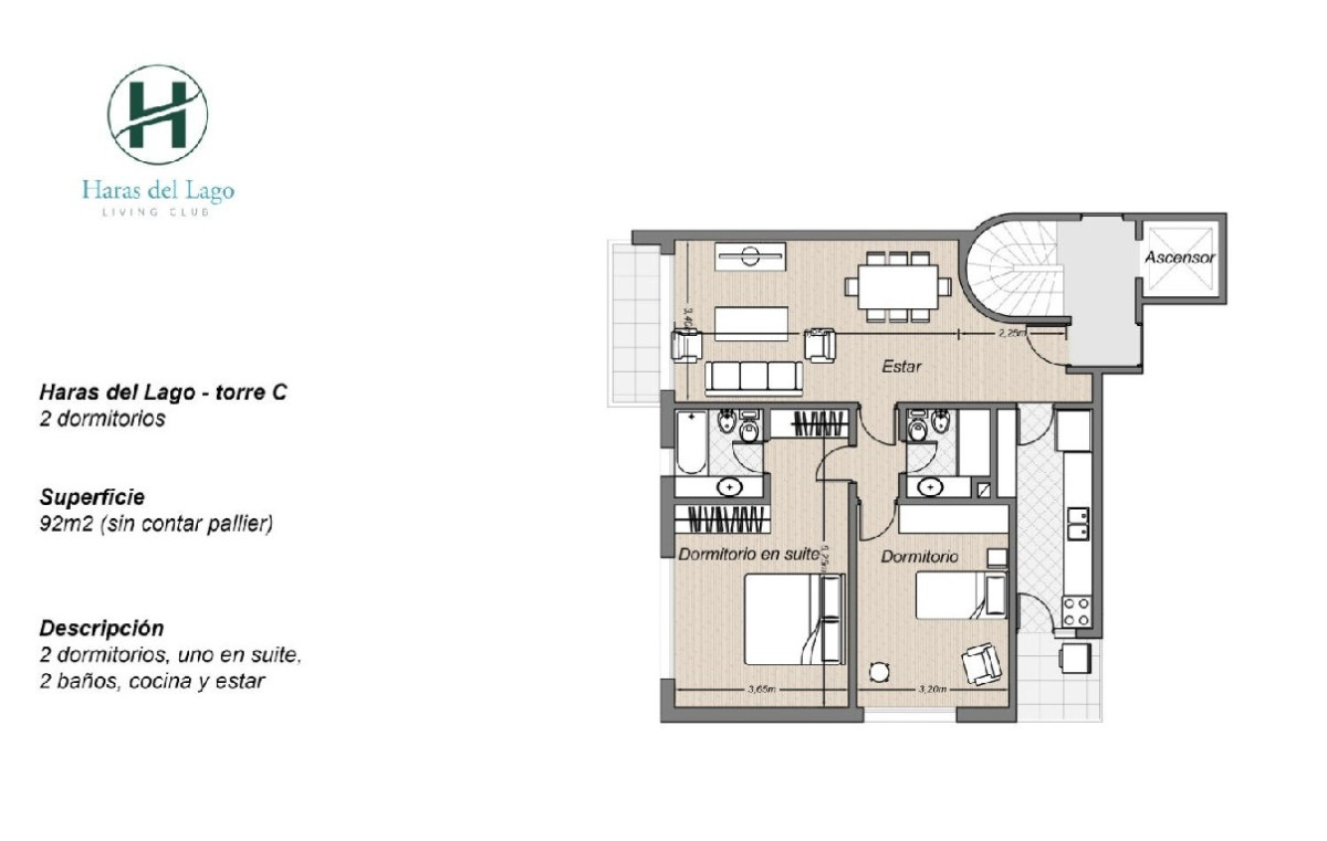 Apartamento ID.85489 - Apartamento en alquiler de 2 Dormitorios en Haras del Lago