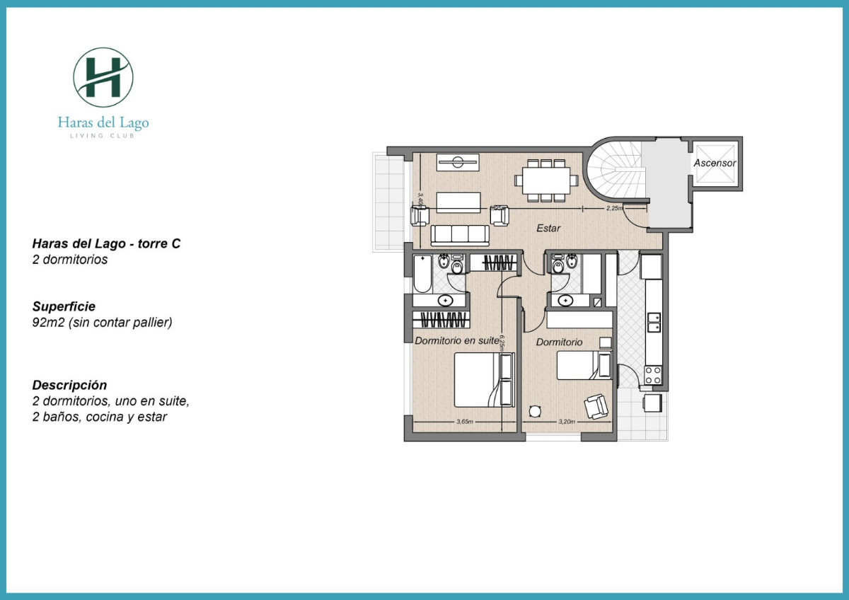 Apartamento ID.45296 - Apartamento en venta de 2 dormitorios y cochera en Haras del lago