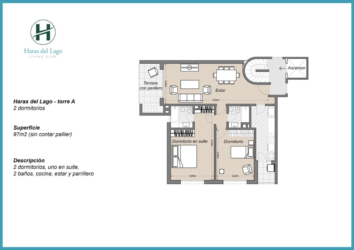 Apartamento ID.45297 - Apartamento en venta de 2 dormitorios y cochera en Haras del lago