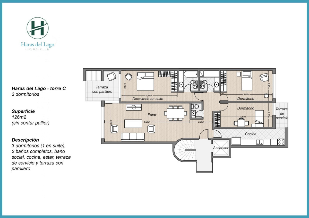 Apartamento ID.45299 - Apartamento en venta de 3 dormitorios y cochera en Haras del lago